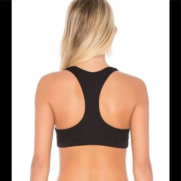 l*space black ribbed cut out bikini top. NWT